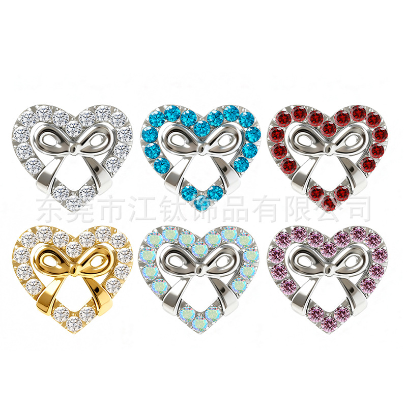 G23 Titanium Alloy Heart Shape CZ Ear Cartilage Stud Earring with Zircon Decoration - 1.2x10mm - Image 5