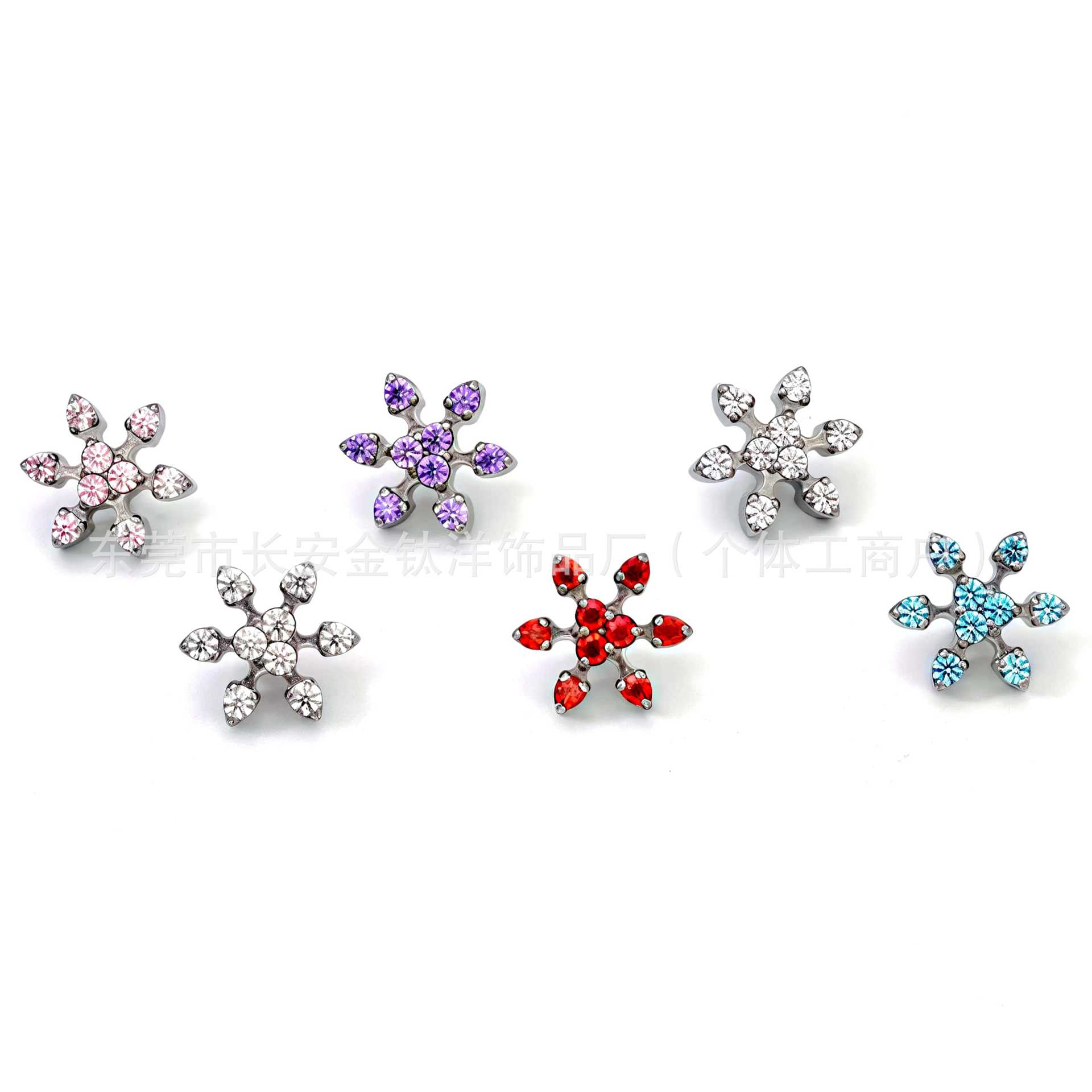 F136 Titanium Internal Thread Snowflake Zircon Lip Labret Stud Ear Bone Nail G23 Titanium Alloy Body Piercing Jewelry - Image 5