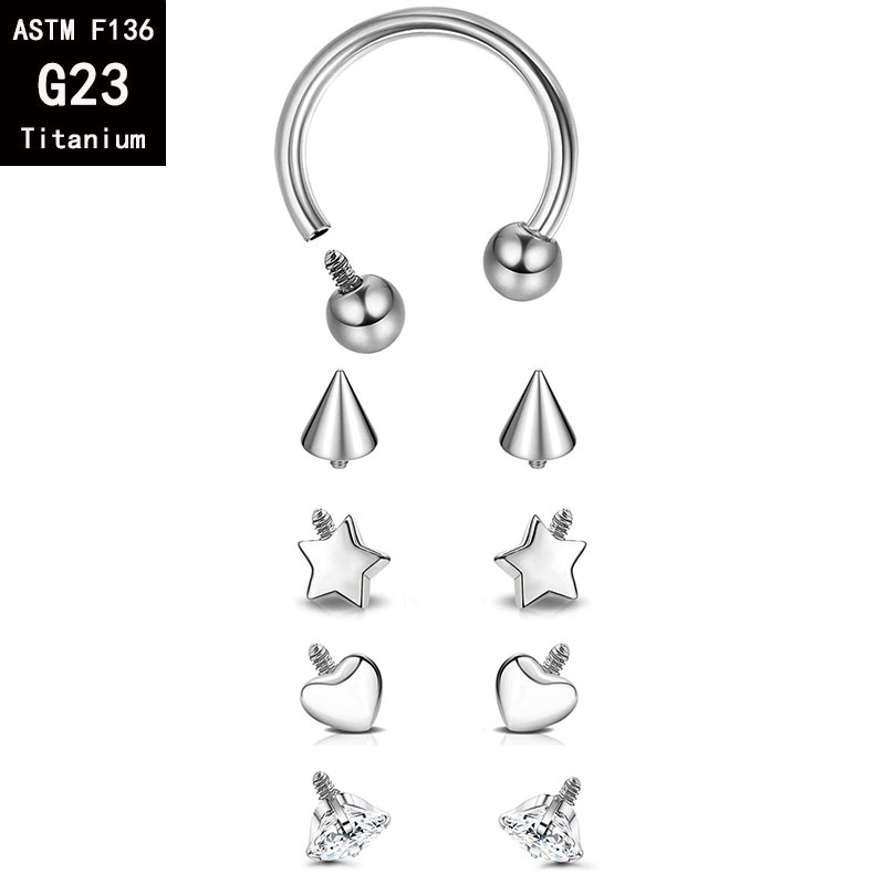 G23 Titanium Internal Thread Horseshoe Septum Ring 14G 14mm F136 Titanium Alloy C-Shaped Nose Ring - Image 4