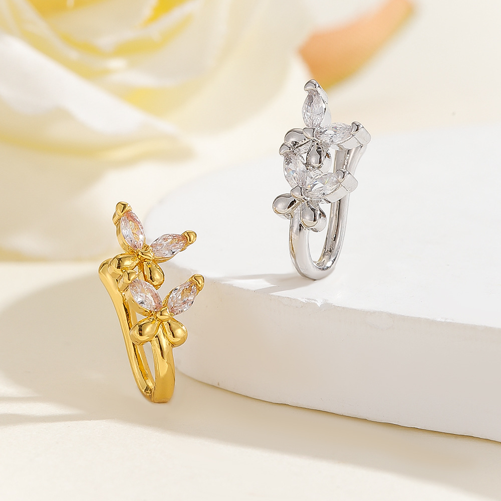 Copper Inlaid Zircon Flower Love Nose Clip Nose Ornaments Puncture-free Jewelry for Men and Women - Image 3