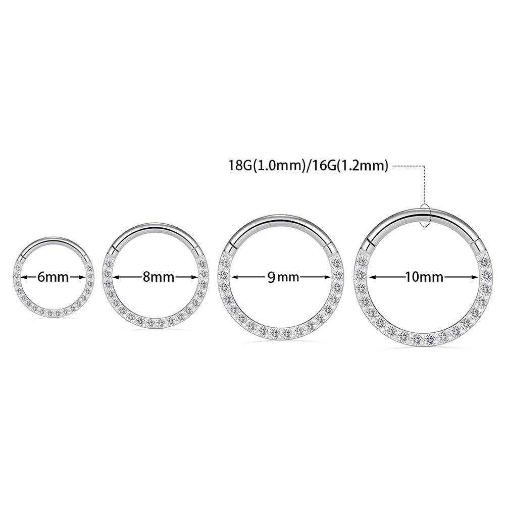 G23 Titanium Side Inlay CZ Closed Ring Nose Ring Earring - Simple Gold - Image 2
