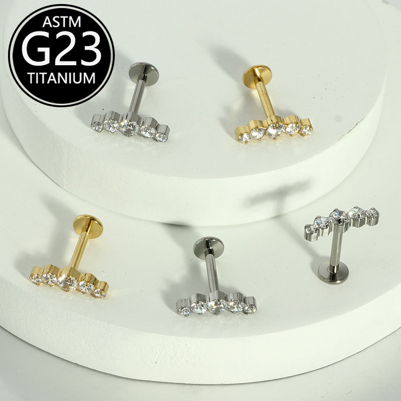 G23 Titanium Alloy Zircon Lip Labret Stud 16G Ear Cartilage Piercing Jewelry - Image 3