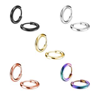 316L Surgical Steel Round Wire Earrings Ear Pin Fine Polishing Vacuum Plating 2.0mm/2.5mm Wire Diameter Multi-Size Ear Hoops