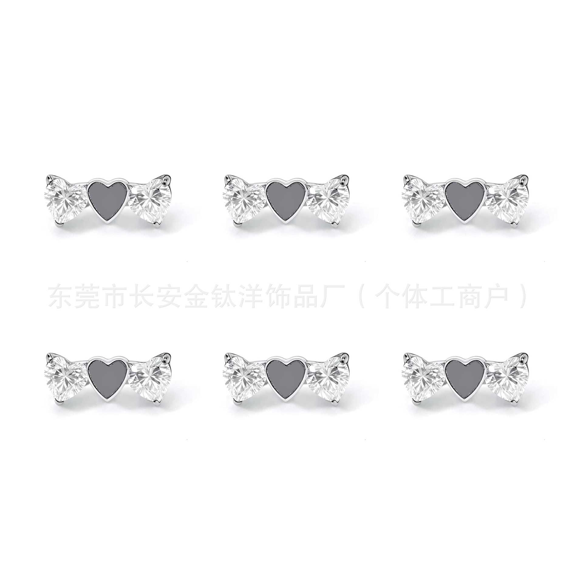 F136 Titanium Internally Threaded Triple Heart Zirconia Stud Earrings - Cartilage Ear Bone Studs for Women Men - Image 2
