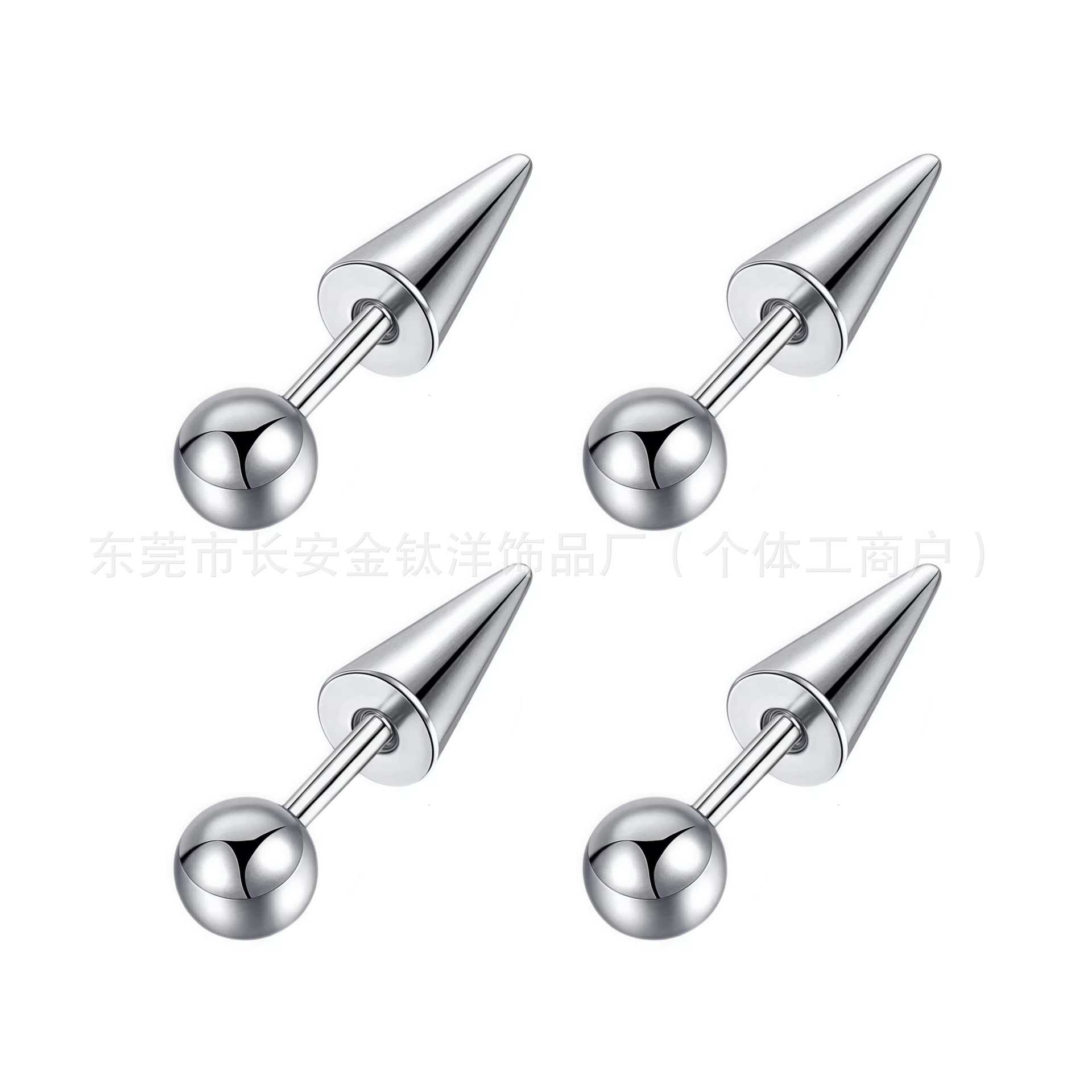 F136 Titanium Internally Threaded Double-Ended Pointed Ball Ear Studs - Cartilage Earrings for Helix Tragus Piercing - Image 5