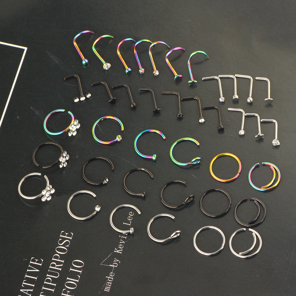 Amazon New Combination Nose Nail Nose Ring Set Stainless Steel Body Piercing Jewelry - Image 3