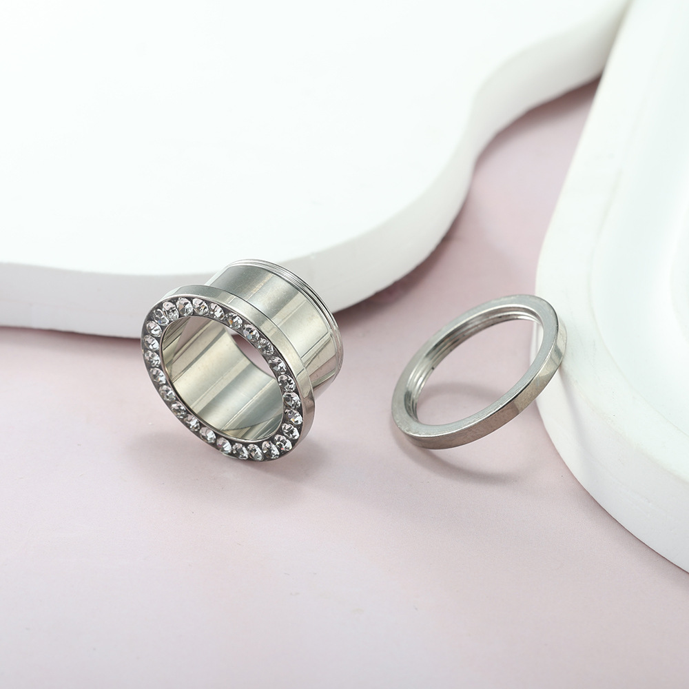 G23 Titanium Alloy Ear Expander with Pulley Design Geometric Body Piercing Jewelry Silver 16mm - Image 2