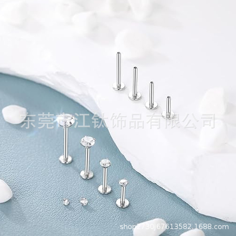Jiang Ti F136 Titanium Long Teeth Ear Stud, Super Flash Claw with 5A Zircon, G23 Titanium Alloy Cartilage Earring, Ear Bone Nail - Image 3