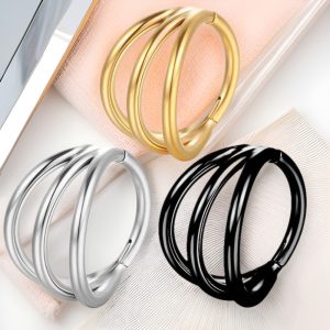 F136 Titanium Nasal Ring 3-Flap Bifurcated Closed Ring Hinge Perforated Ear Bone Ring Seamless Open Ring Septum Ring