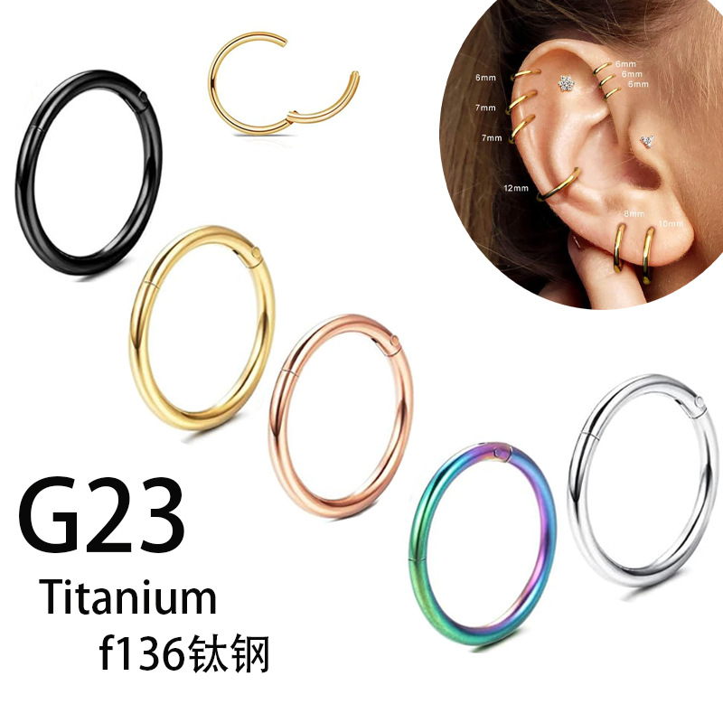 G23 Rose Gold Seamless Nose Ring Hoop Closed Ring 0.8x10mm Titanium Piercing Jewelry for Nose Ear Lip - Image 5