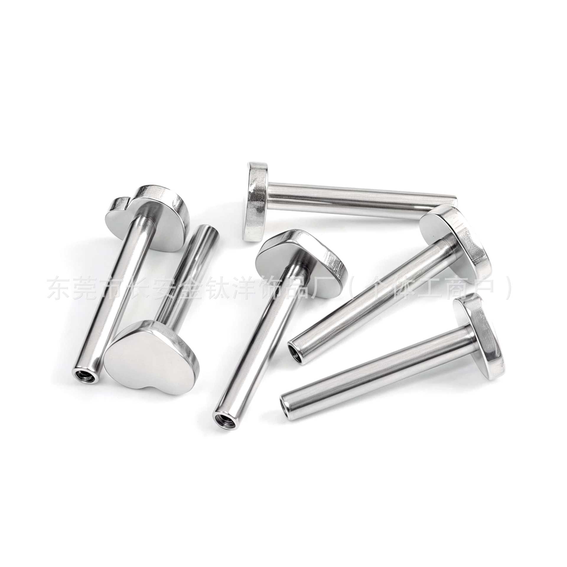 F136 Titanium Internal Thread Heart Base Lip Stud Tongue Stud Ear Stud Cartilage Stud G23 Titanium Alloy Piercing Jewelry - Image 2