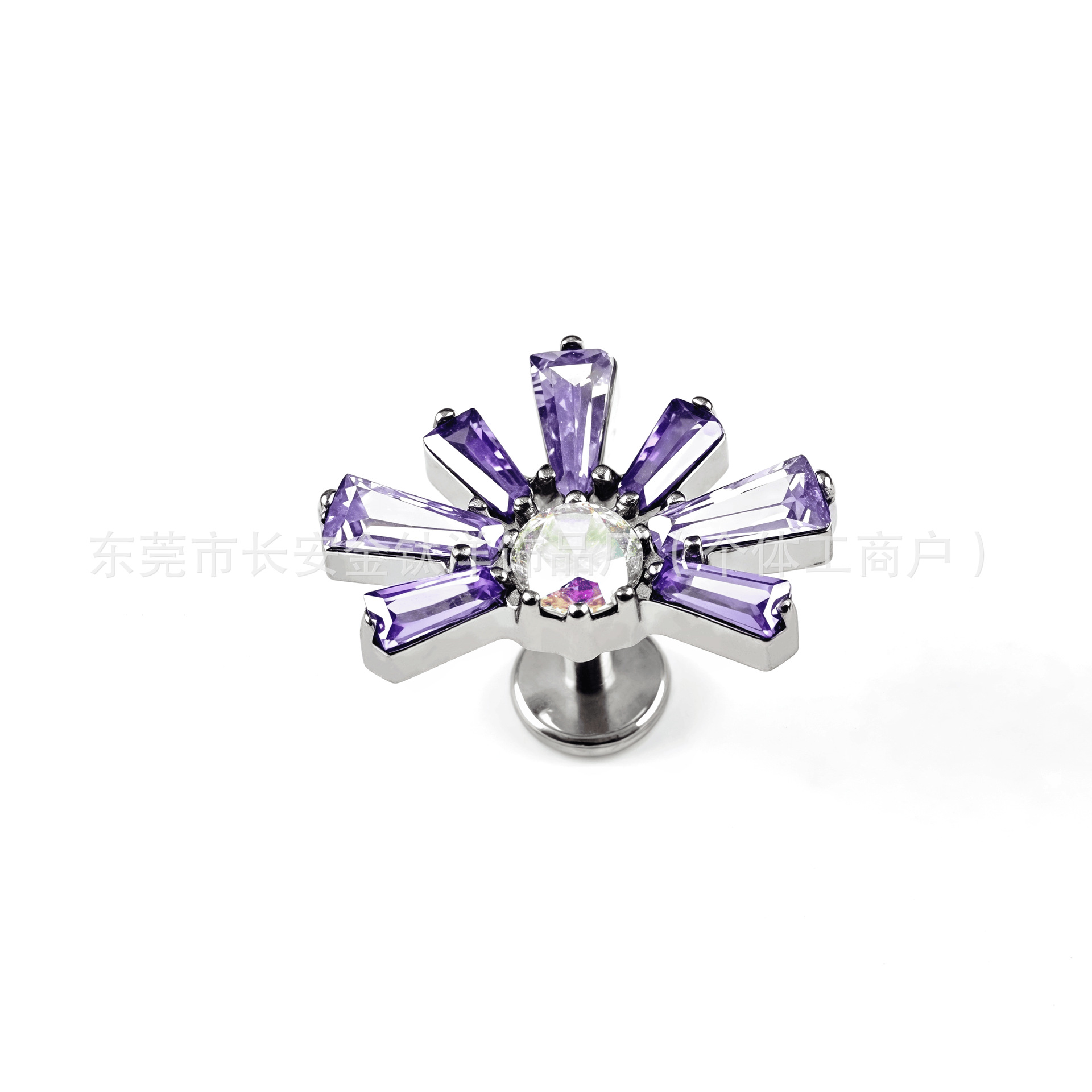 F136 Titanium Sunflower Fireworks Gradient Inlaid 5A Zircon Earrings Lip Studs G23 Titanium Alloy Body Piercing Jewelry - Image 4