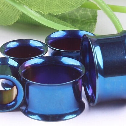 European American Stainless Steel Double Horn Ear Expander Blue Fashion Ear Plug Personality - Image 2