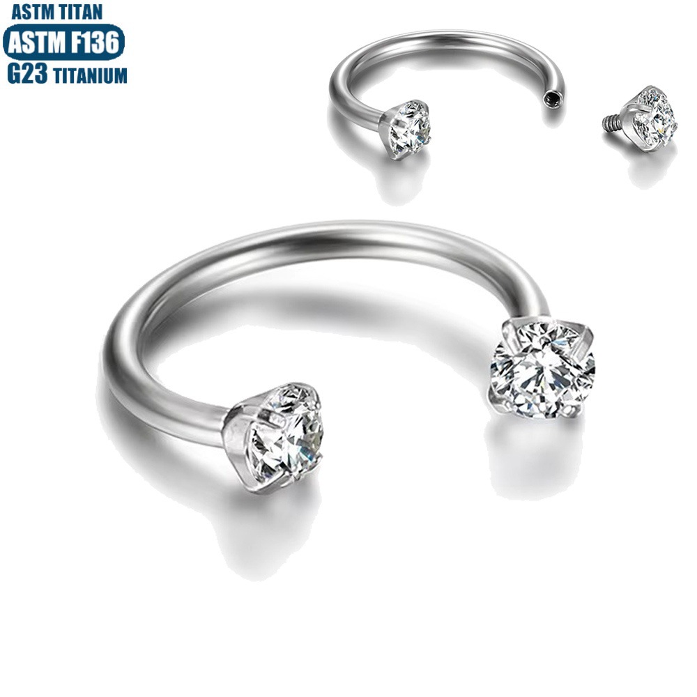 F136 Titanium Nose Ring Septum Ring Horseshoe Rod Lip Nail Ear Bone Ring Internally Threaded Piercing Jewelry - Image 4