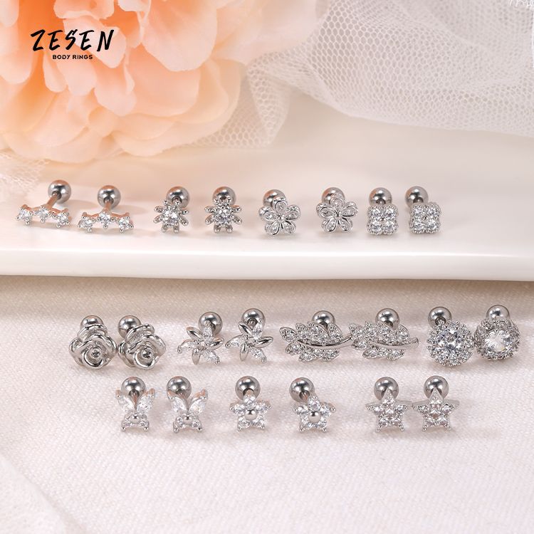 2021 New High-Grade Ear Bone Nail Micro-Set Earring Ins Net Red Joker Earrings Exquisite Earrings Wholesale - Image 4