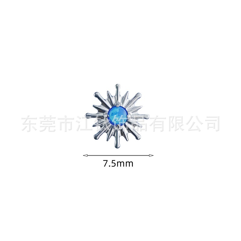 G23 Titanium Alloy Sea Urchin Sunflower Opal Ear Cartilage Stud Earring for Women - Image 5