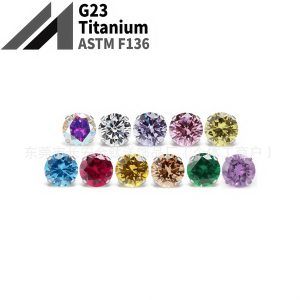 F136 Titanium Internally Threaded 5A Zircon Claw Zirconium Ear Nose Lip Nail G23 Titanium Alloy Piercing Stud
