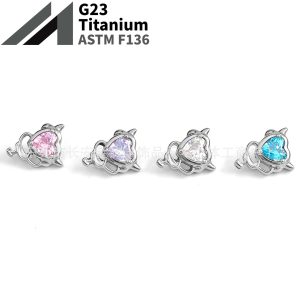 F136 Titanium Internal Thread Heart Devil Earrings Lip Nails Nose Nails Ear Bone Nails G23 Titanium Alloy Body Piercing Jewelry
