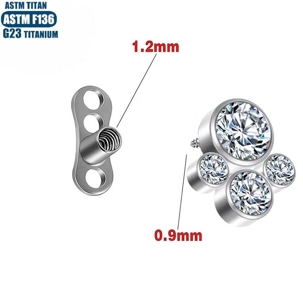 Titanium Alloy Diamond Buried Nail Internal Thread Human Puncture Jewelry Clavicle Skin Graft Nail with Base - Silver - Image 3