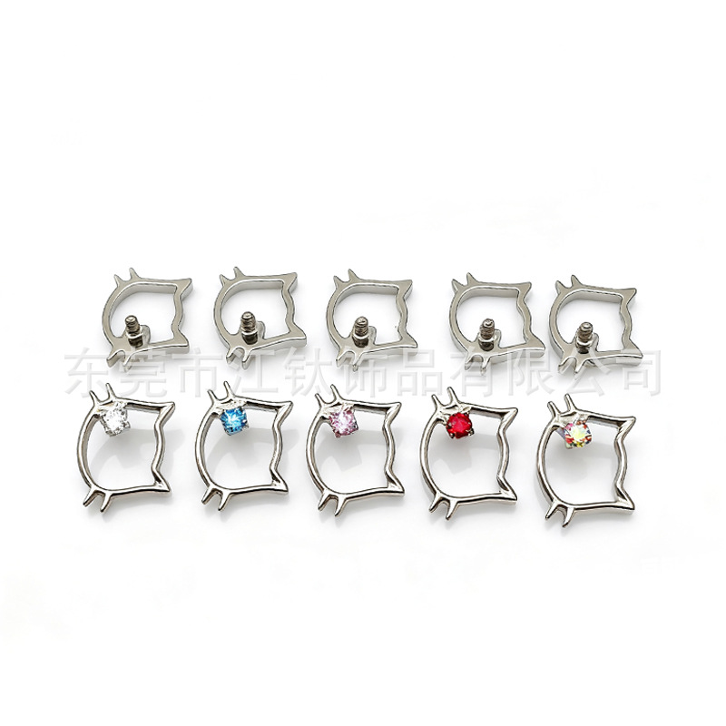 G23 Titanium Kitty Cat Earring with Zircon Inlay – Cute Cartilage Stud for Women Men - Image 5