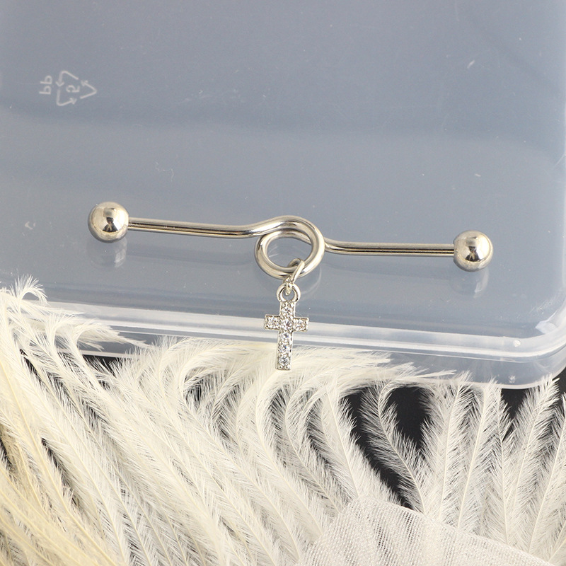 2022 Cross Love Ear Long Rod Earrings Piercing Jewelry Industrial Long Ear Rod Ear Bone Nails - Image 5