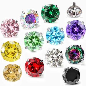 G23 Titanium Alloy 5A Zircon External Thread Claw Head Lip Ear Nose Piercing Jewelry Labret Stud