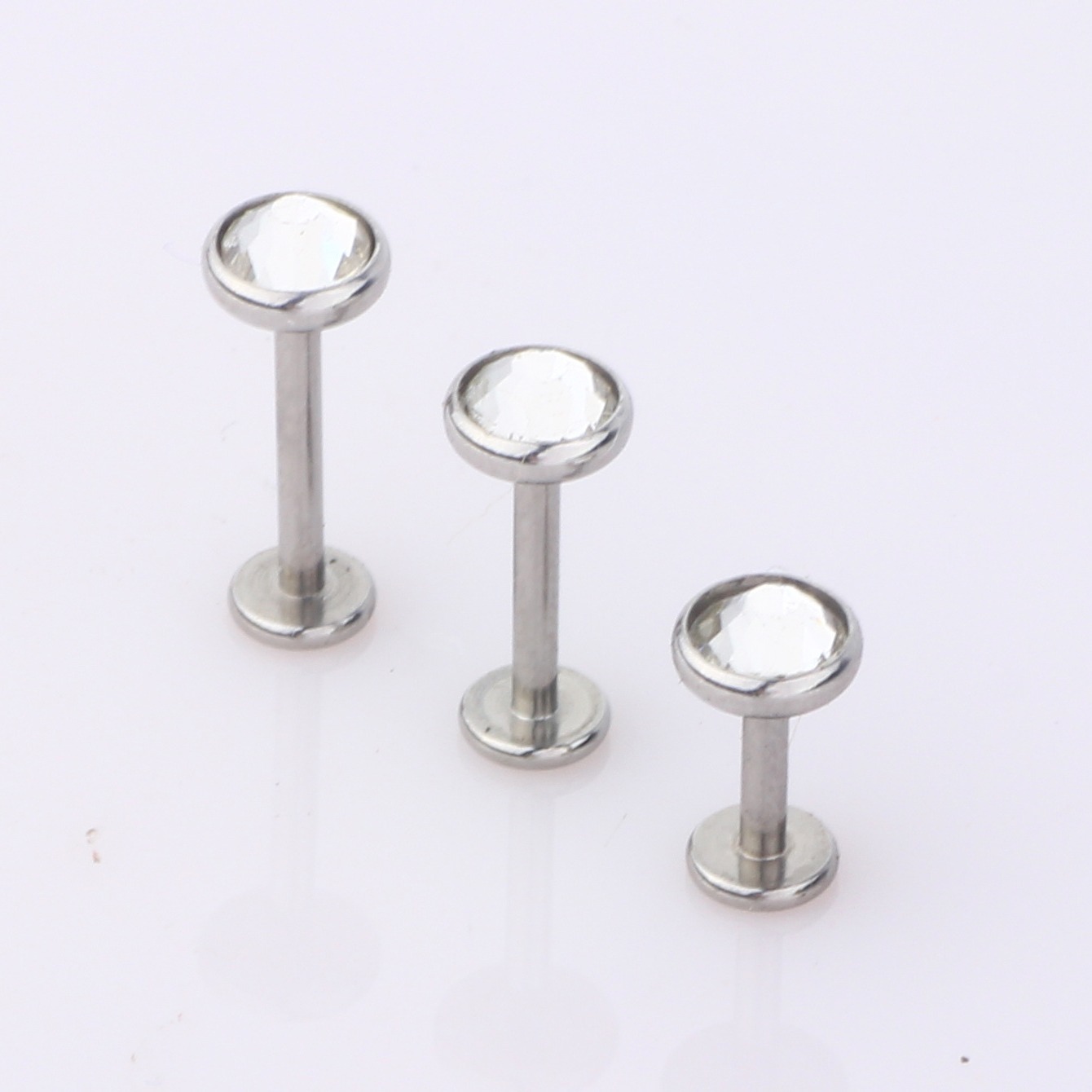 White Flat Head Ear Nail Lip Nail Eyebrow Nail 316L Surgical Steel Body Piercing Jewelry Set - Image 2