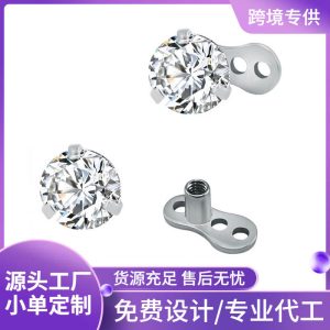 316L Stainless Steel Round Zircon European American Personality Body Piercing Nail Ear Stud Earring Jewelry Wholesale