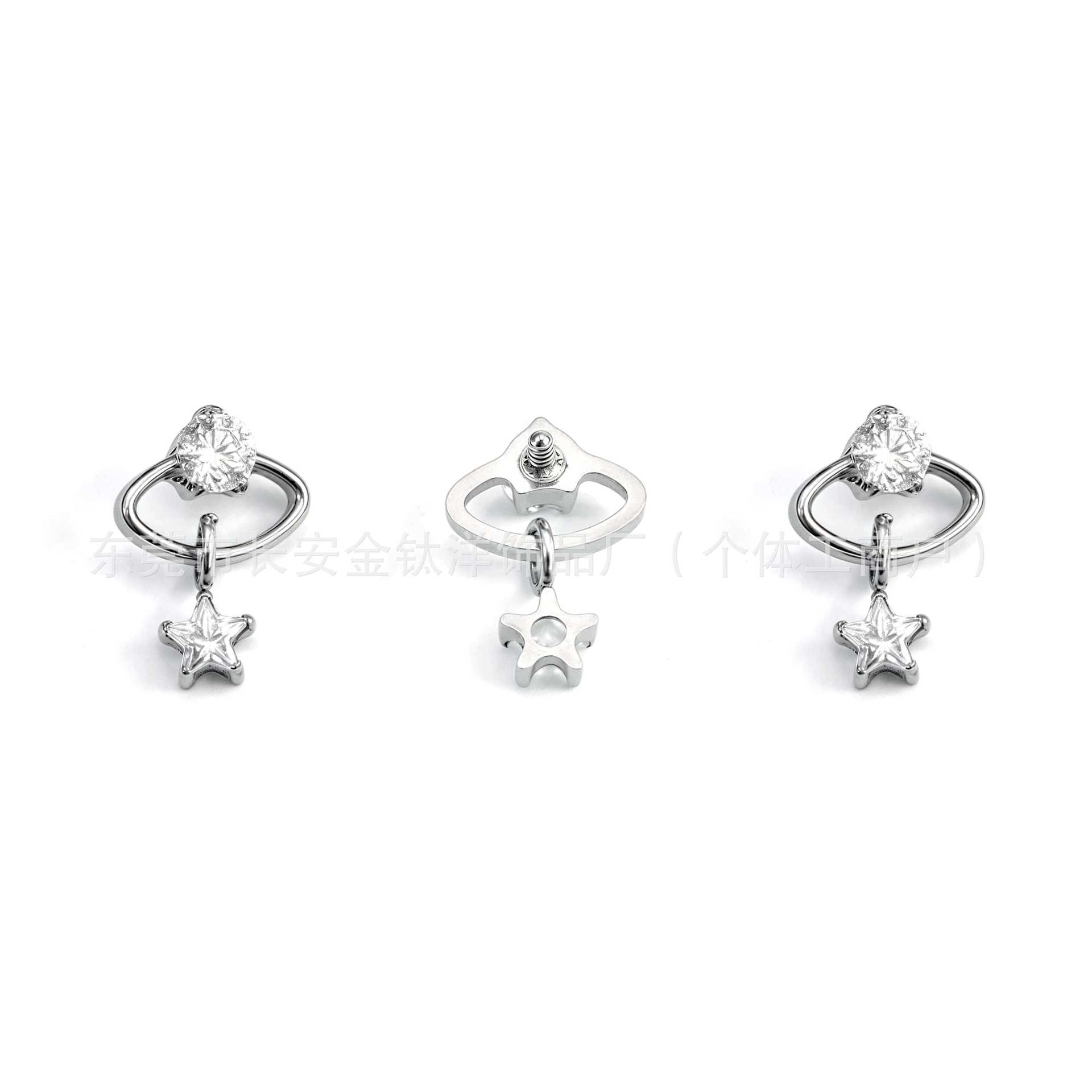 F136 Titanium Planet Trajectory Zircon Lip Labret Stud 14mm G23 Body Piercing Jewelry Gold White - Image 2