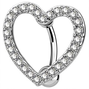 Heart Shape CZ Navel Ring Stainless Steel Belly Button Piercing Jewelry for Women