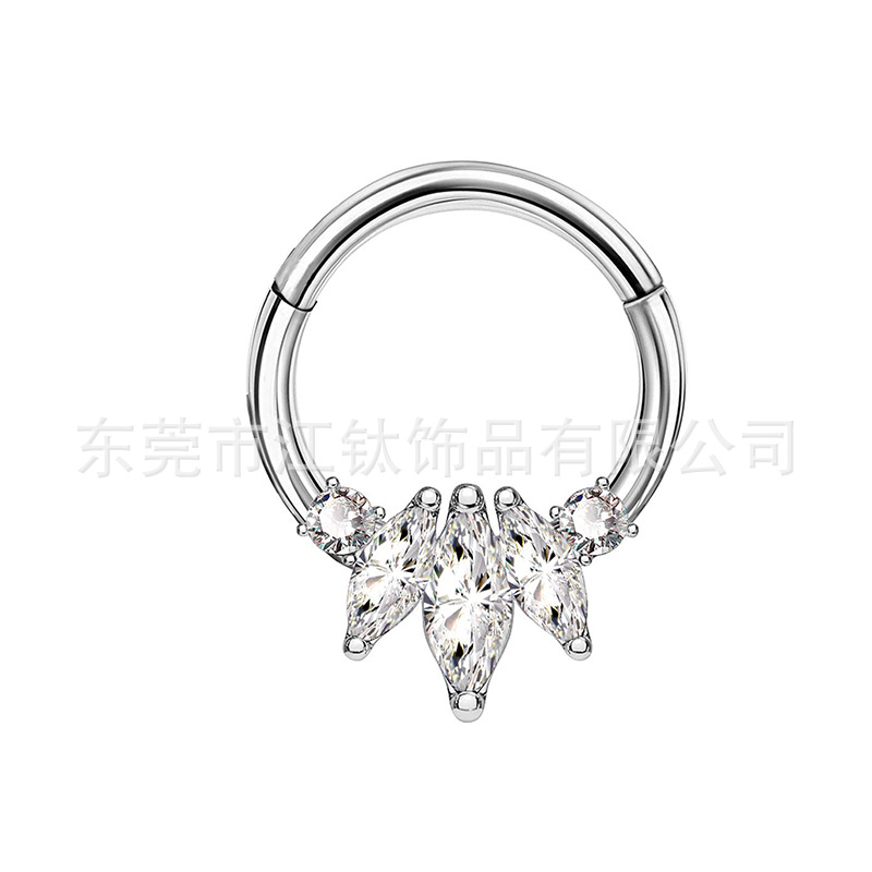 G23 Titanium Nose Ring 1.2x8mm 5A Zircon Inlaid Closed Ring Body Piercing Jewelry Custom - Image 5