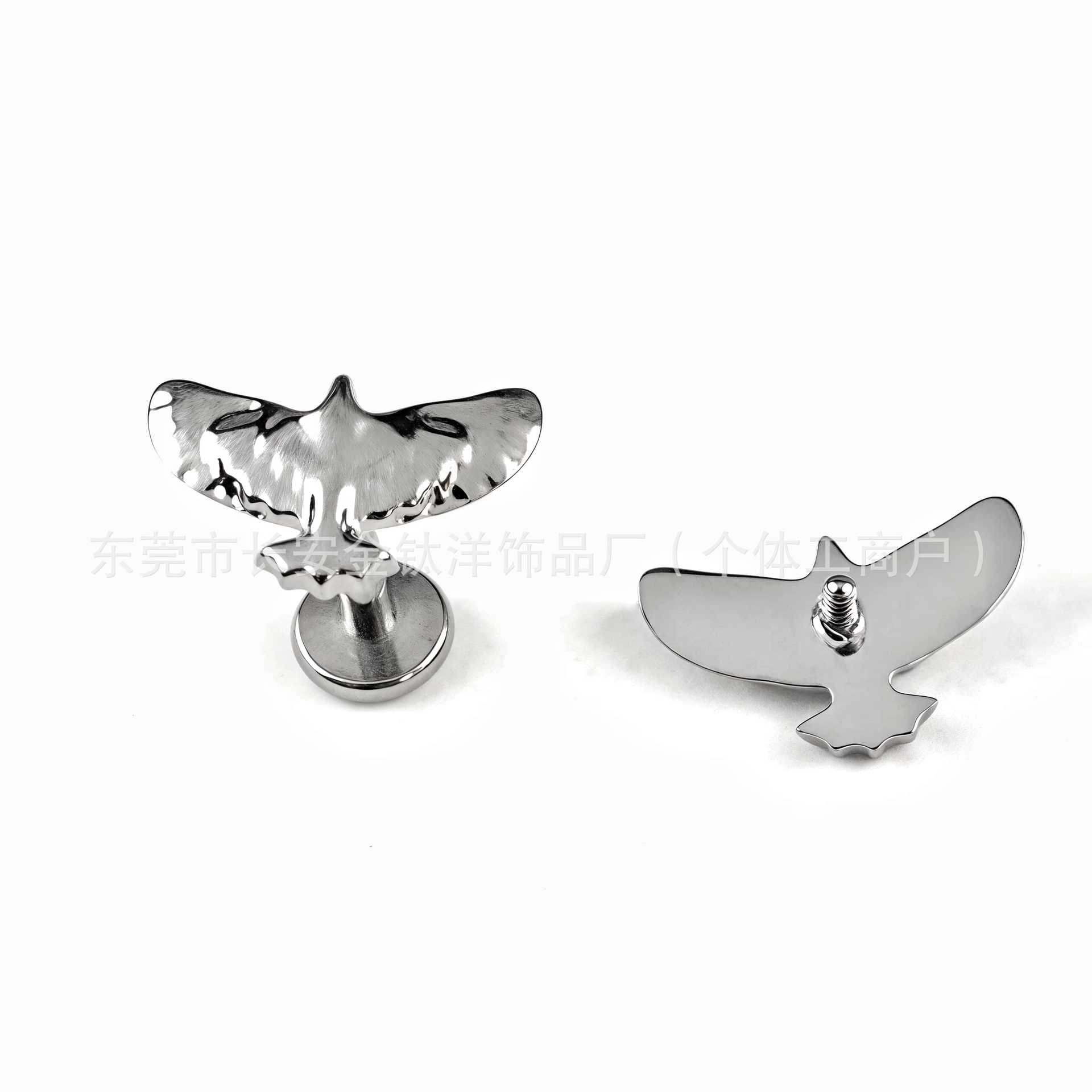 F136 Titanium Polished Eagle Stud Earrings - Nose, Cartilage, Lip & Helix Body Piercing Jewelry - Image 4