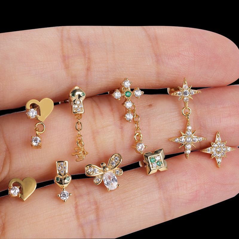 2023 New Geometric Cross Earrings for Men Women Stainless Steel Screw Back Ear Nails Fashion Jewelry Rose Gold - Image 4