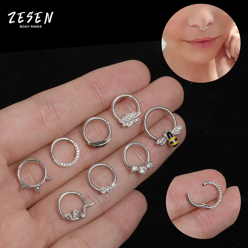 Autumn New Women's Small Soft Bone Ring Titanium Steel Nose Ring Personality Bee Nose Decoration Round Micro Diamond Piercing Jewelry - Image 2