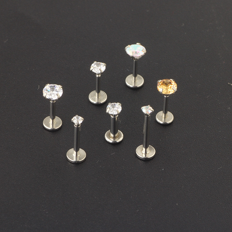 AA Zircon Stainless Steel Teardrop Earrings - 4 Prong CZ Ear Studs for Women - Image 2