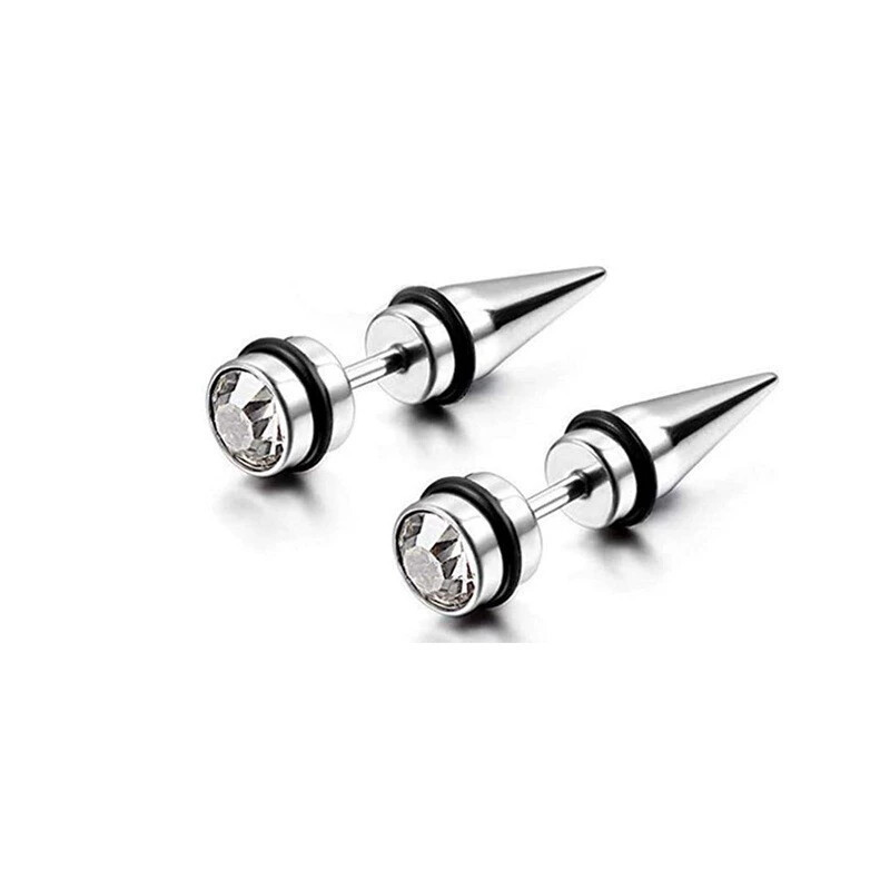 Gold Spike Cone Bullet Earrings Stainless Steel Titanium Steel Diamond Ear Bone Nails for Men Women Stylish Hip Hop - Image 4