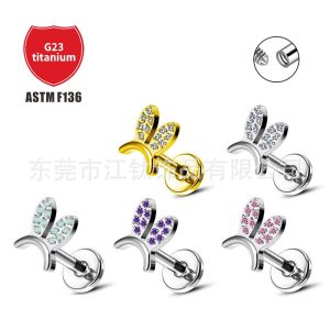 G23 Titanium Ear Cartilage Stud Cute Rabbit Ear Piercing Jewelry for Women Men