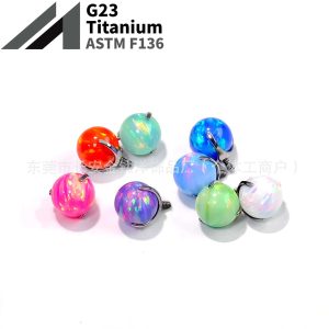 F136 Titanium Lip Nail Opal Three-Claw Ball Opal Tongue Nail Ear Bone Nail G23 Titanium Alloy Body Piercing Jewelry