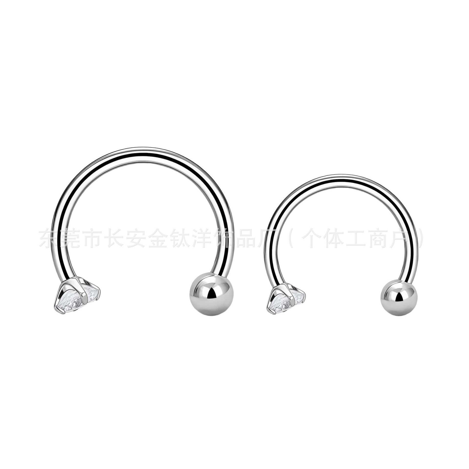 F136 Titanium Inner Thread Horseshoe Nose Ring with CZ Gem for Nose Lip Ear Body Piercing - Image 2
