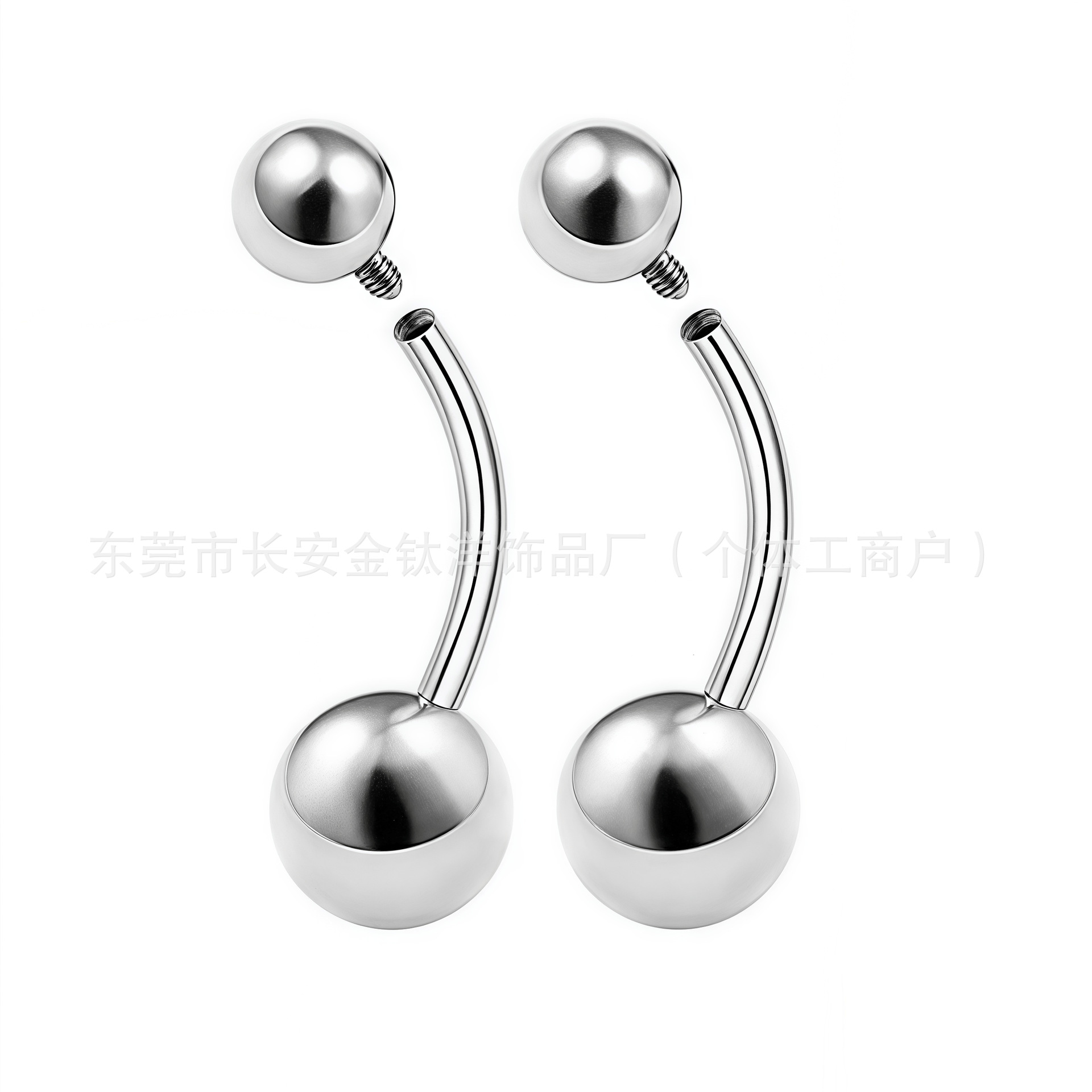 F136 Titanium Internal Thread Double Ball Basic Curved Bar Belly Button Ring G23 Titanium Alloy Body Piercing Jewelry - Image 4