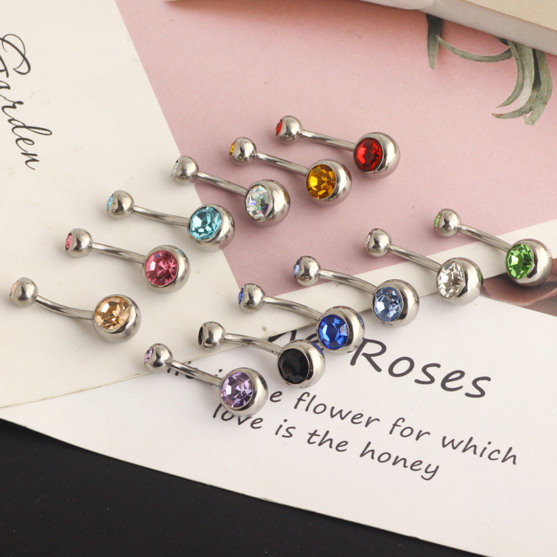 G23 Titanium Belly Button Ring Double Head CZ Zircon Umbilical Nail Body Piercing Jewelry - Image 5