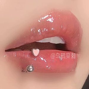 Red Heart 12mm Horseshoe Lip Ring 316L Surgical Steel External Thread Lip Hoop Piercing Jewelry Sweet Cool Style Wholesale