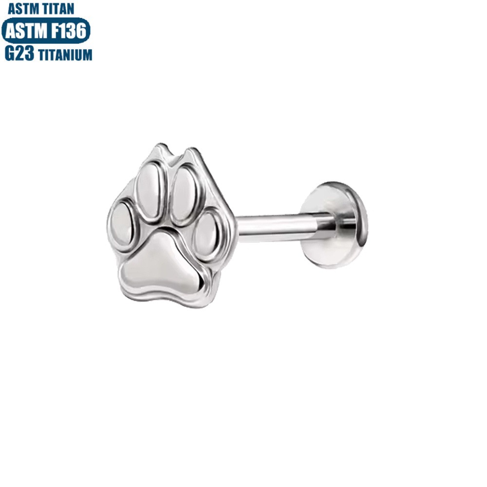 F136 Titanium Alloy Implant Grade Bear Paw Lip Nail Inner Tooth Thread Conch Piercing Earring Lip Ring - Image 2