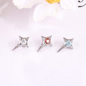 Zesen F136 Titanium Alloy Four-Pointed Star Earrings Star Lip Studs G23 Titanium Ear Bone Studs Piercing Jewelry