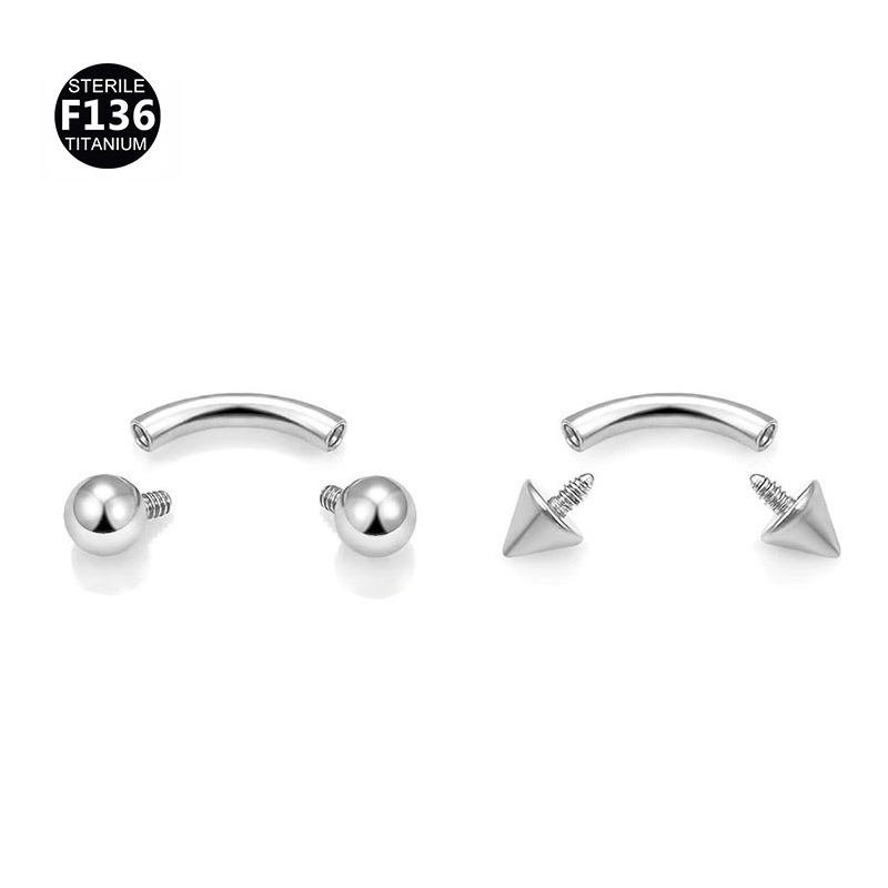 F136 Titanium Alloy Subculture Devil Nail Eyebrow Barbell Cone Spike Dimple Piercing Jewelry - Image 4
