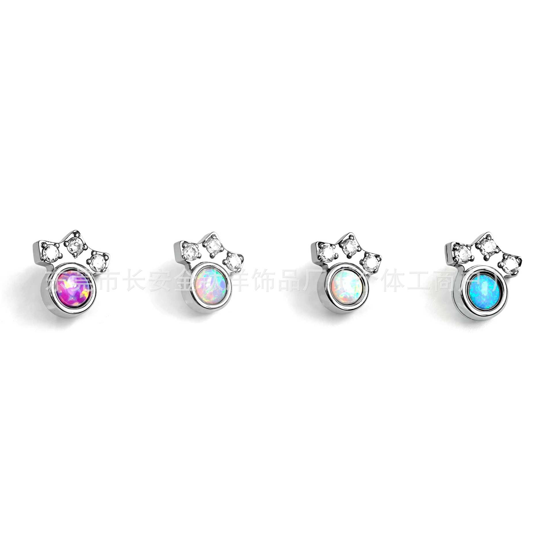 F136 Titanium Internal Thread Opal Cat Claw Zircon Lip Nail Nose Nail Ear Nail Ear Bone Nail G23 Titanium Alloy Piercing Jewelry - Image 5