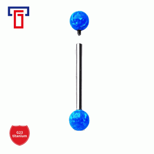 G23 Titanium Alloy Opal Ear Cartilage Stud 14g Internally Threaded Barbell Tongue Stud Ear Stud 1.2 External Spiral Double Ball Simple Design