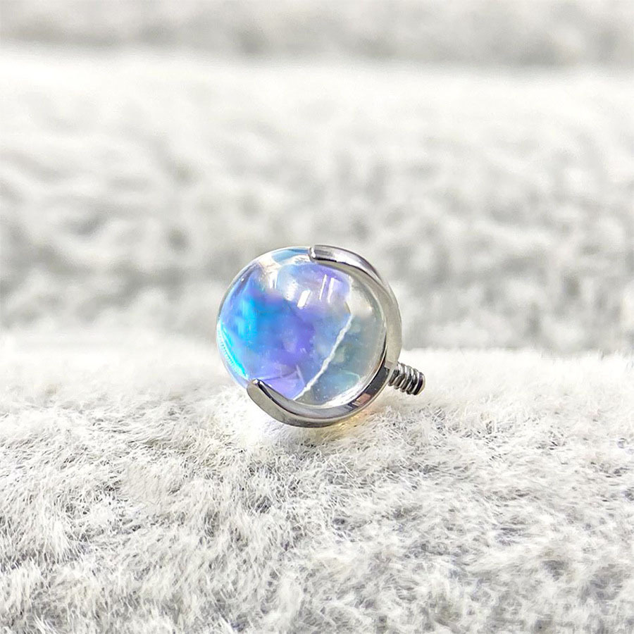 F136 Titanium Alloy Moonstone Earring Replacement Parts - G23 Round Ball Lip Stud Eyebrow Stud Tongue Stud Piercing Jewelry - Image 5