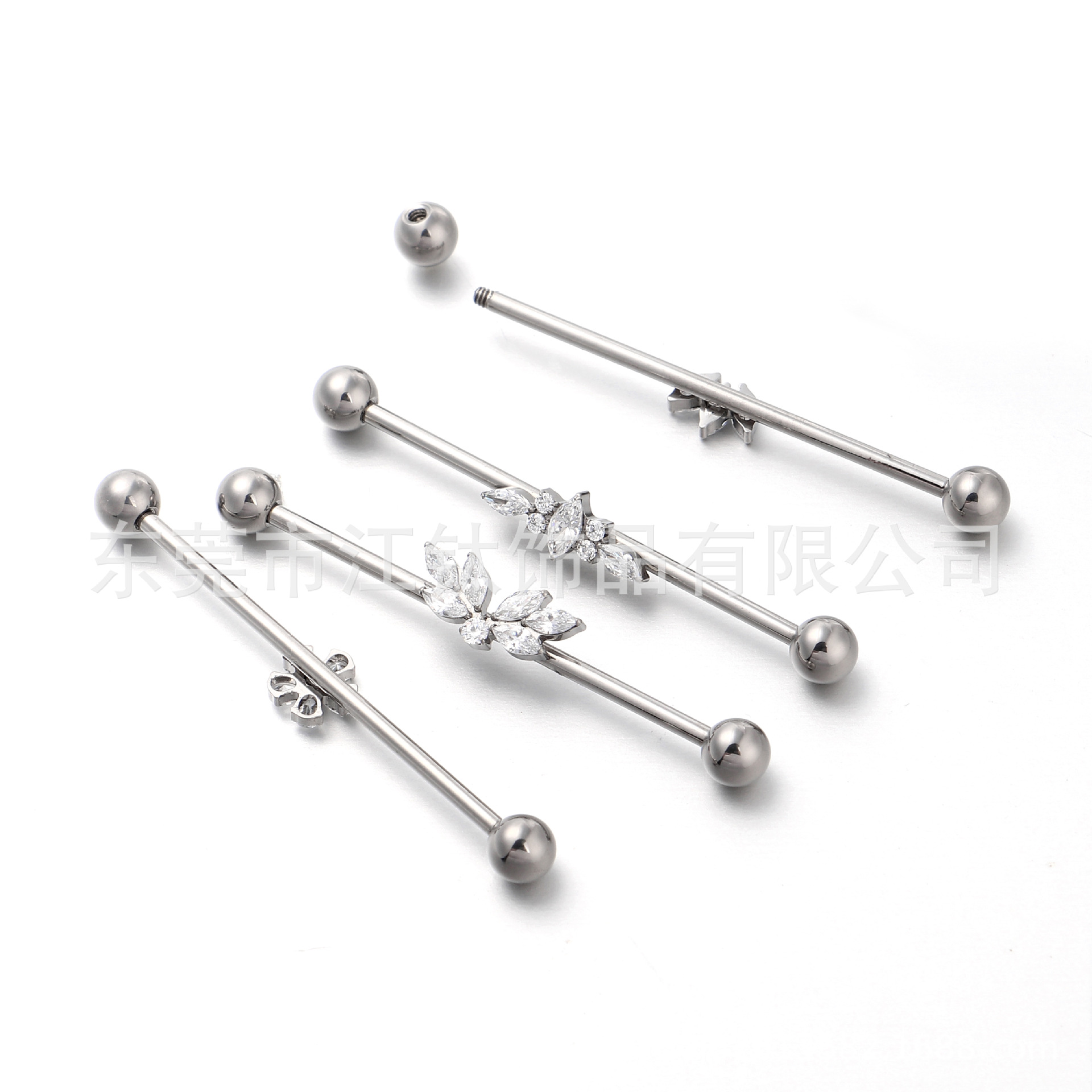 G23 Titanium Ear Bridge Earring Zircon Flower Leaf Design Body Piercing Jewelry - Image 5