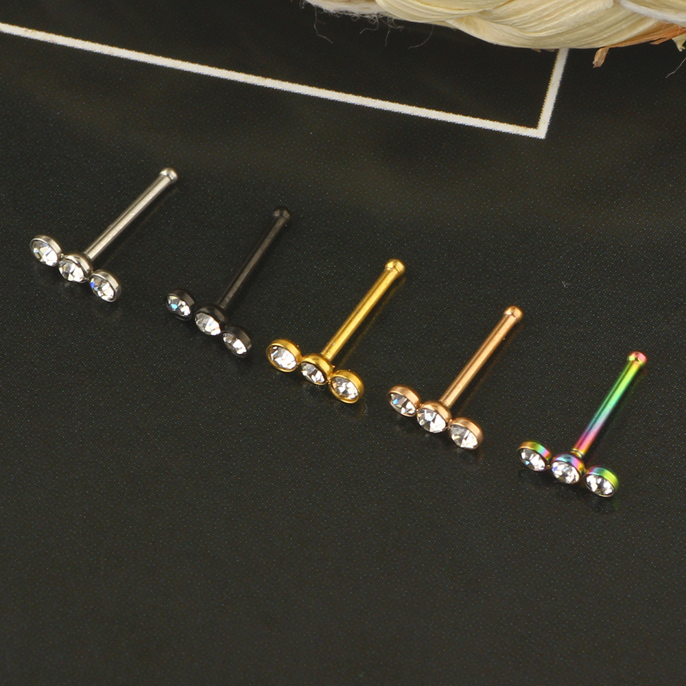 Cross-border 316L Surgical Steel Nose Ring Zircon Nose Nail Earrings Nose Nail Wholesale - Image 3
